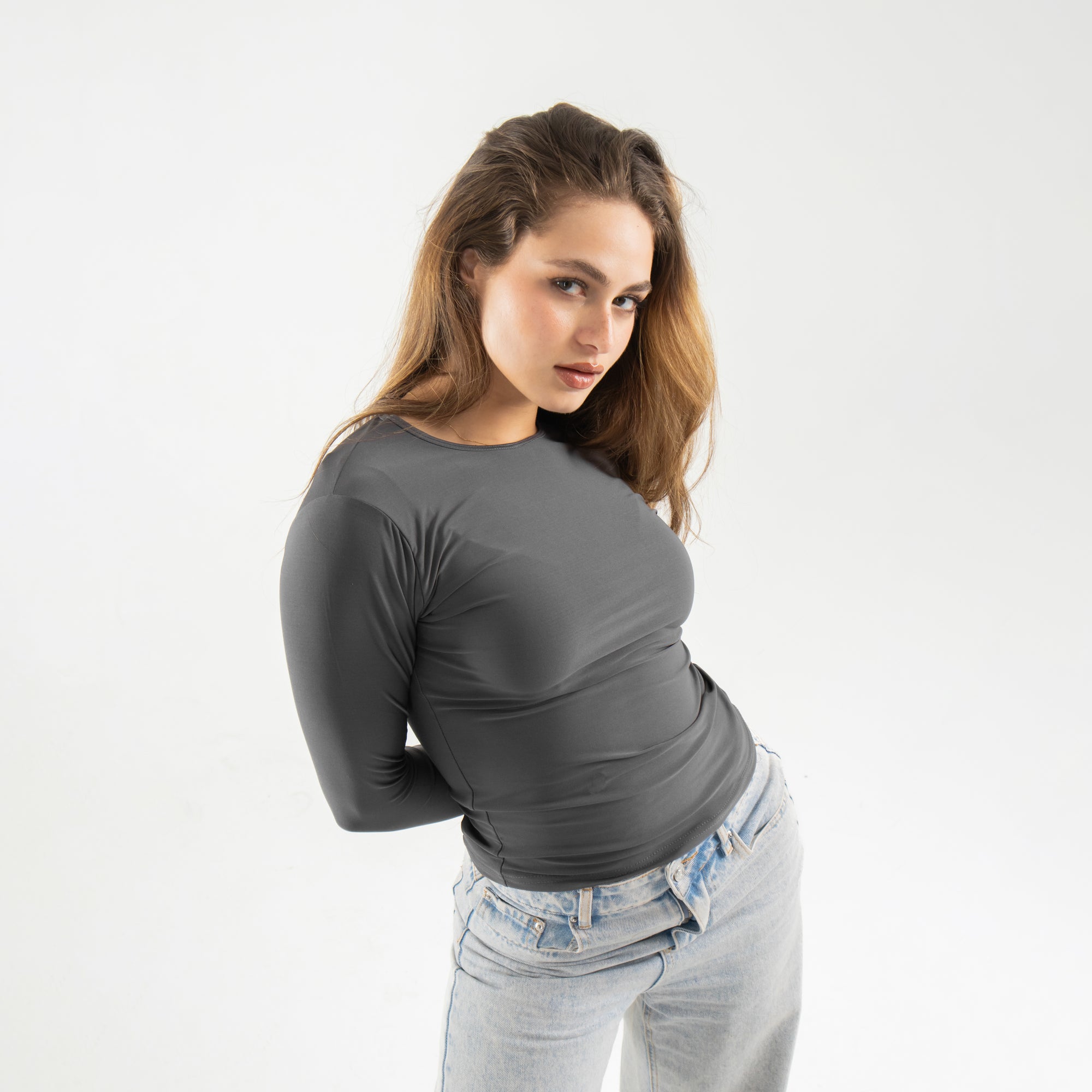 Grey Long Sleeve Top