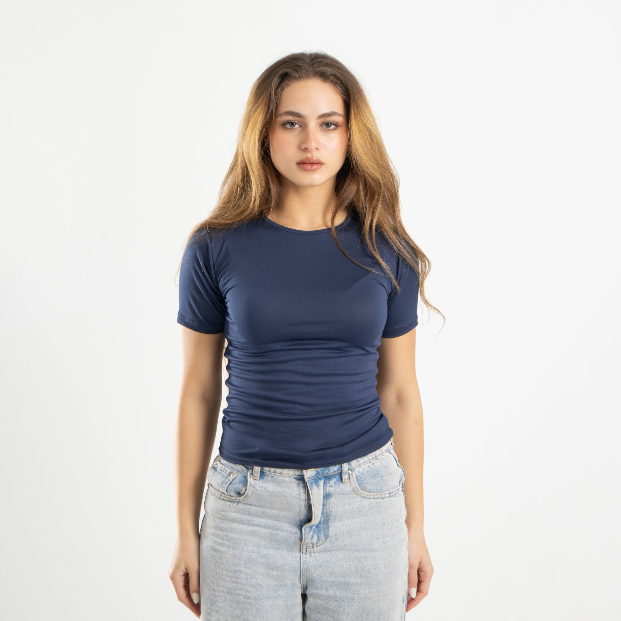 Navy Short Sleeve Top