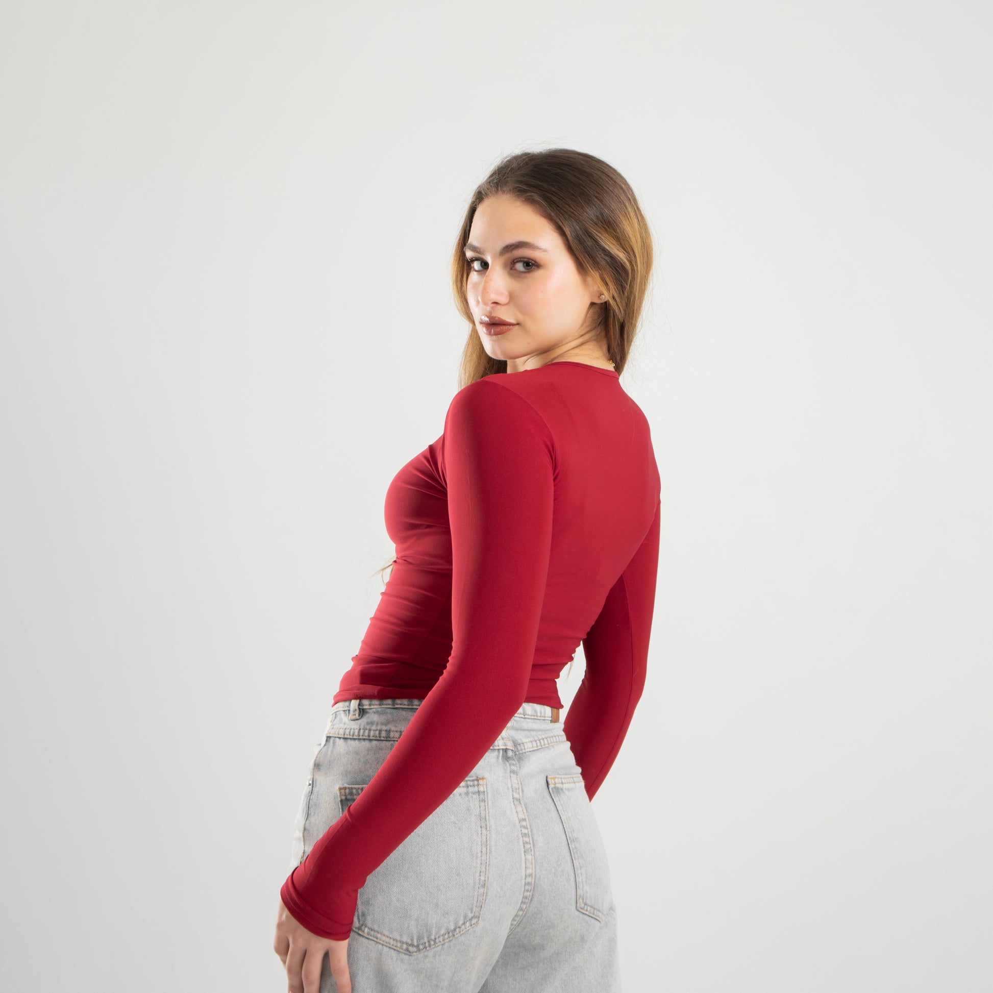 Burgundy Long Sleeve Top