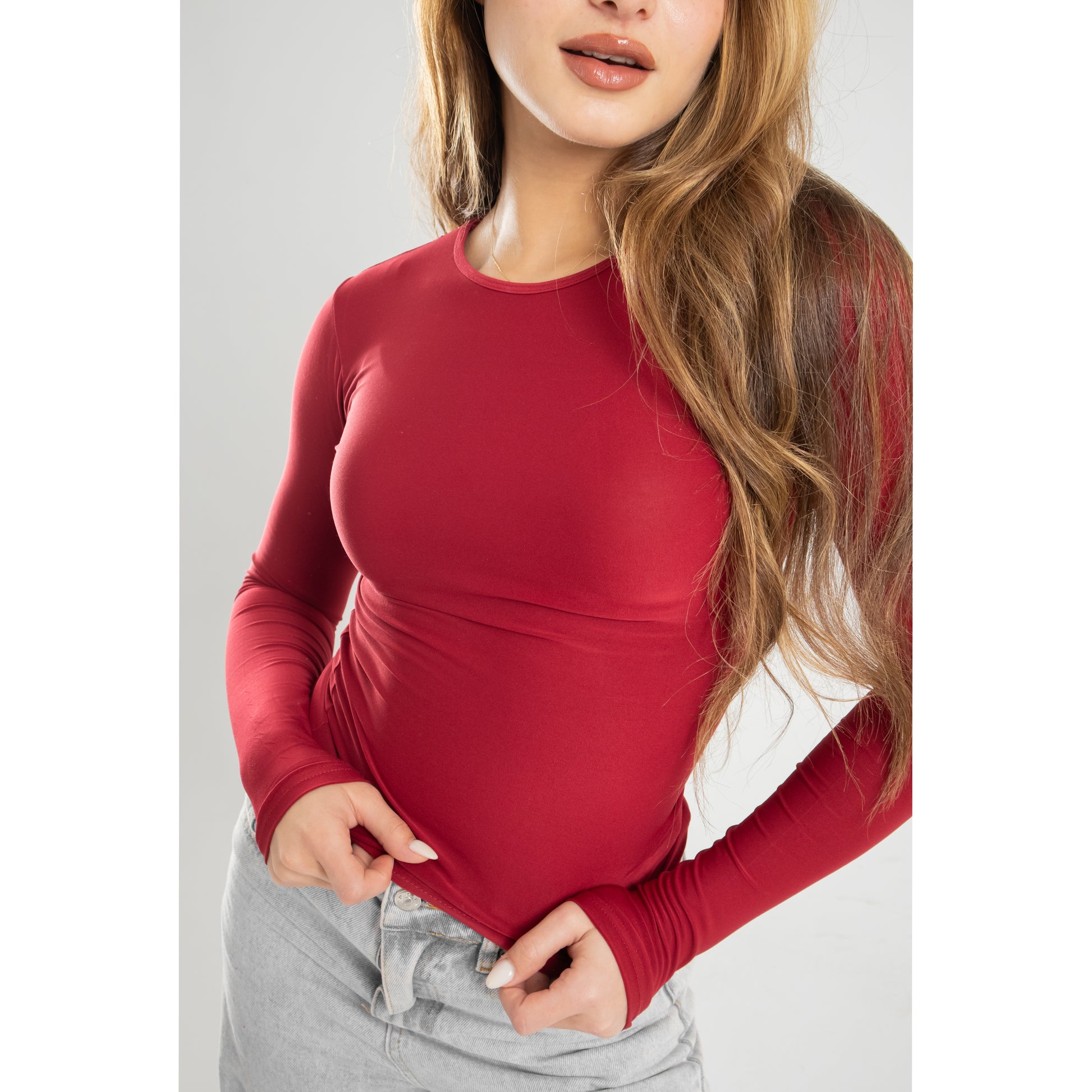 Burgundy Long Sleeve Top