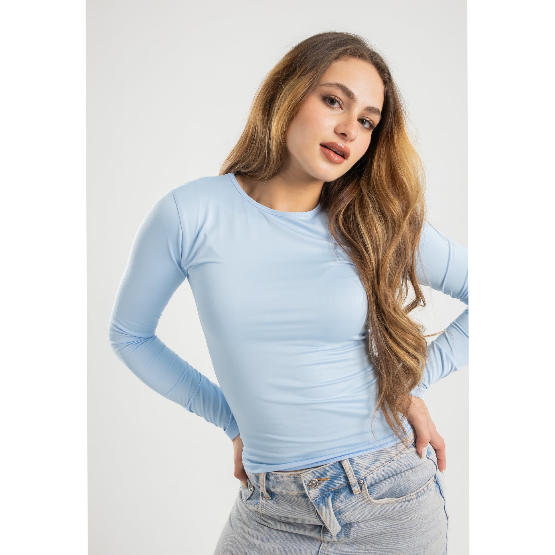 Sky Blue Long Sleeve Top