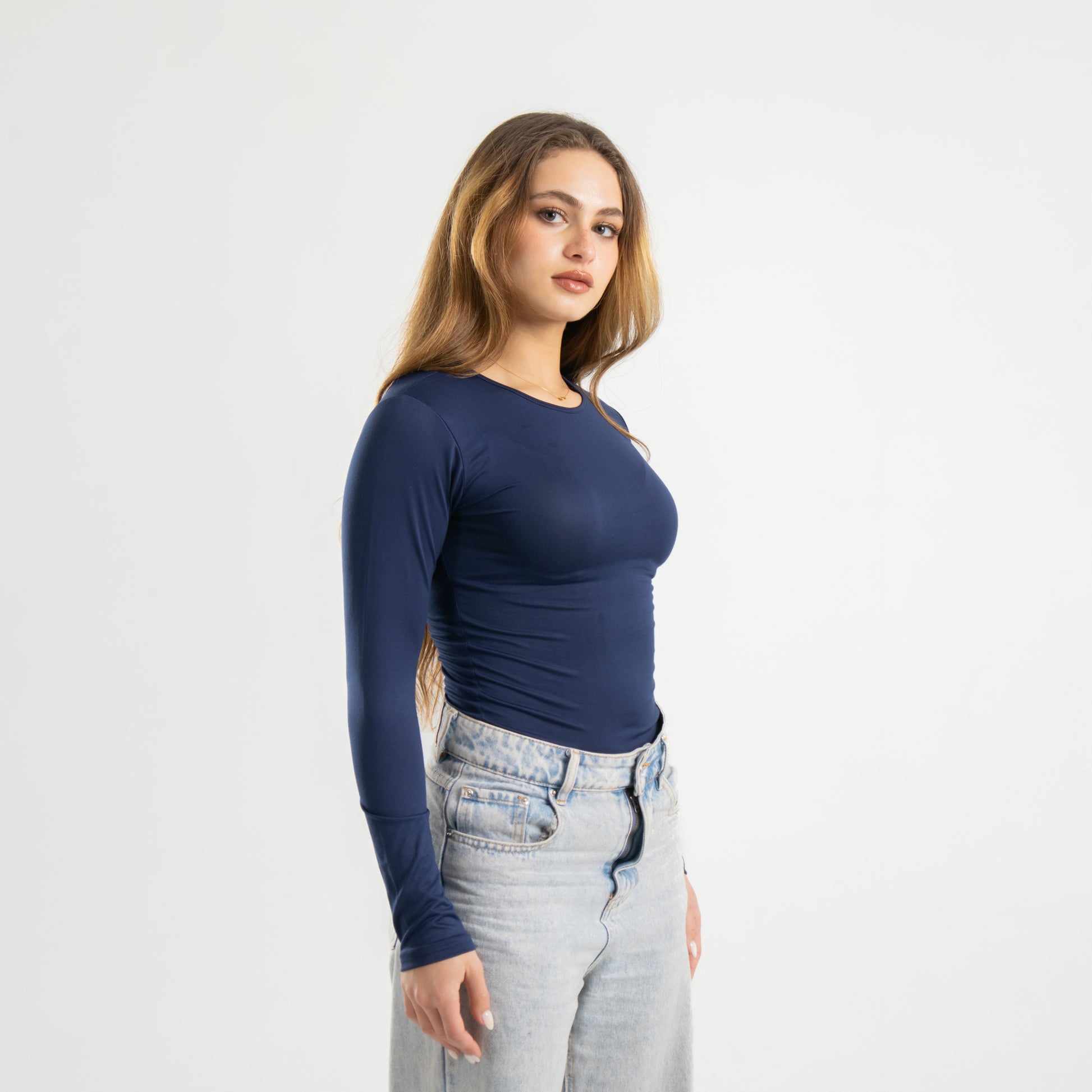 Navy Long Sleeve Top