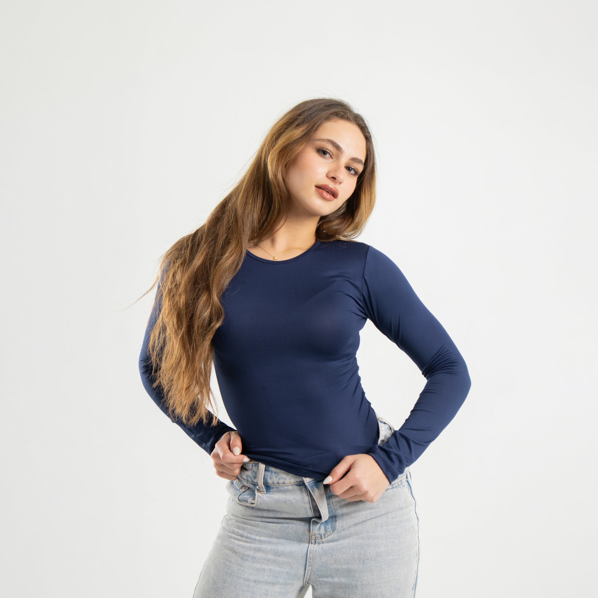 Navy Long Sleeve Top