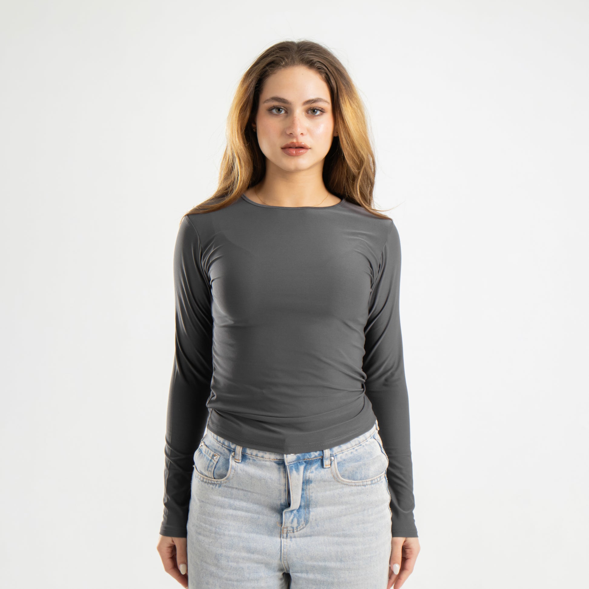 Grey Long Sleeve Top