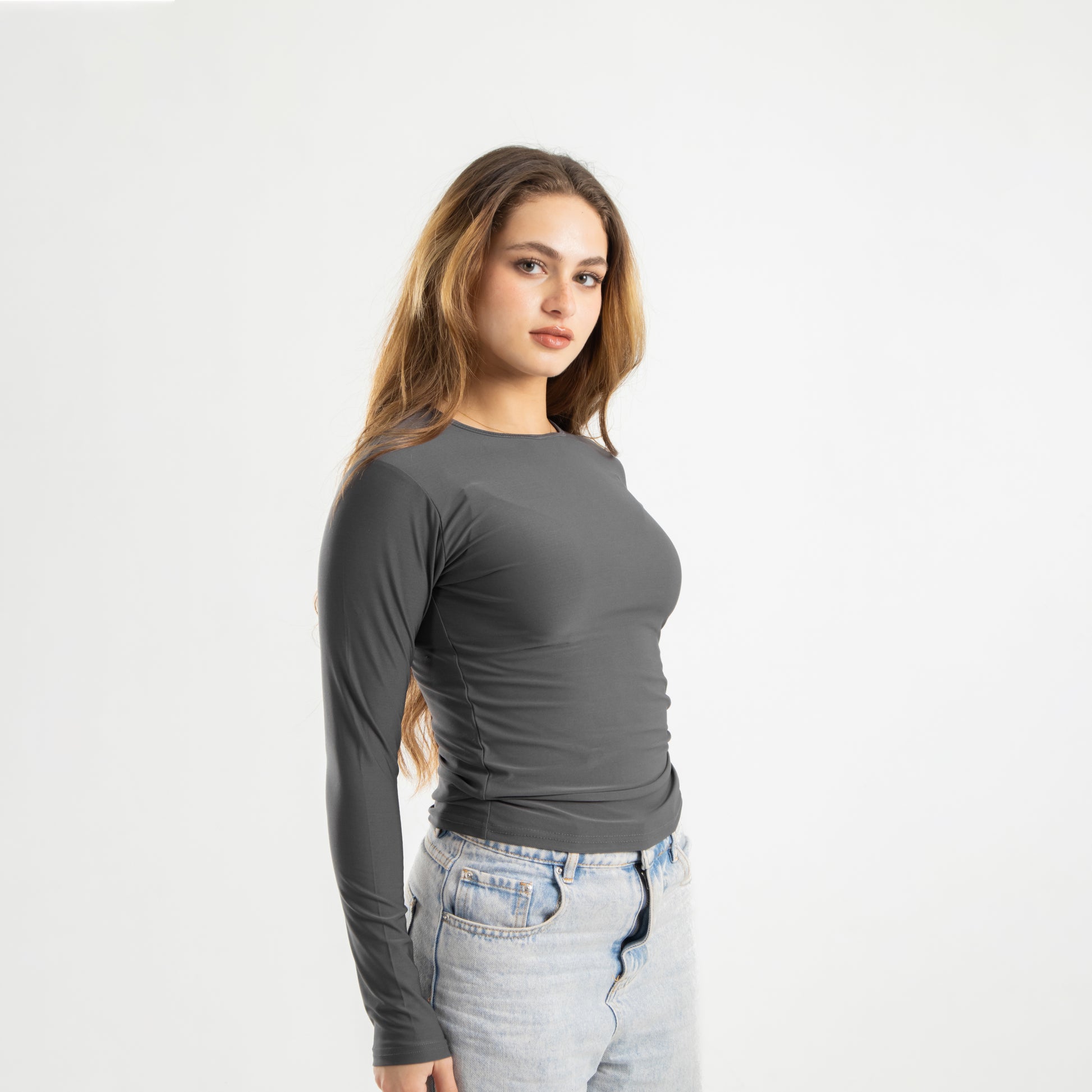 Grey Long Sleeve Top