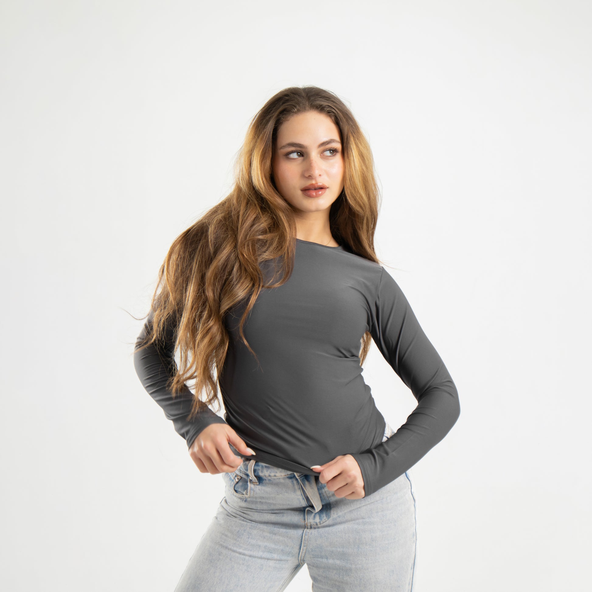 Grey Long Sleeve Top