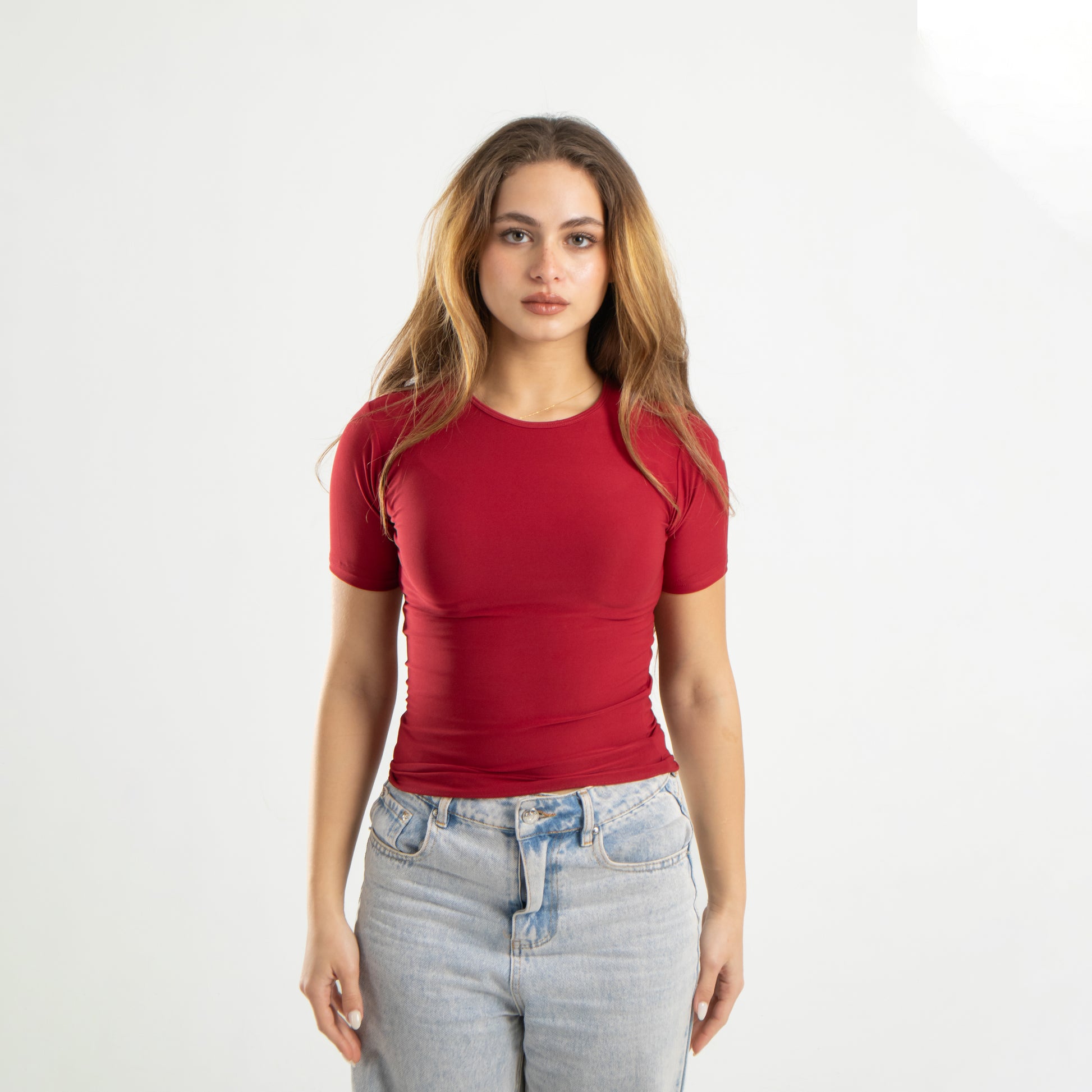 Burgundy Short Sleeve Top