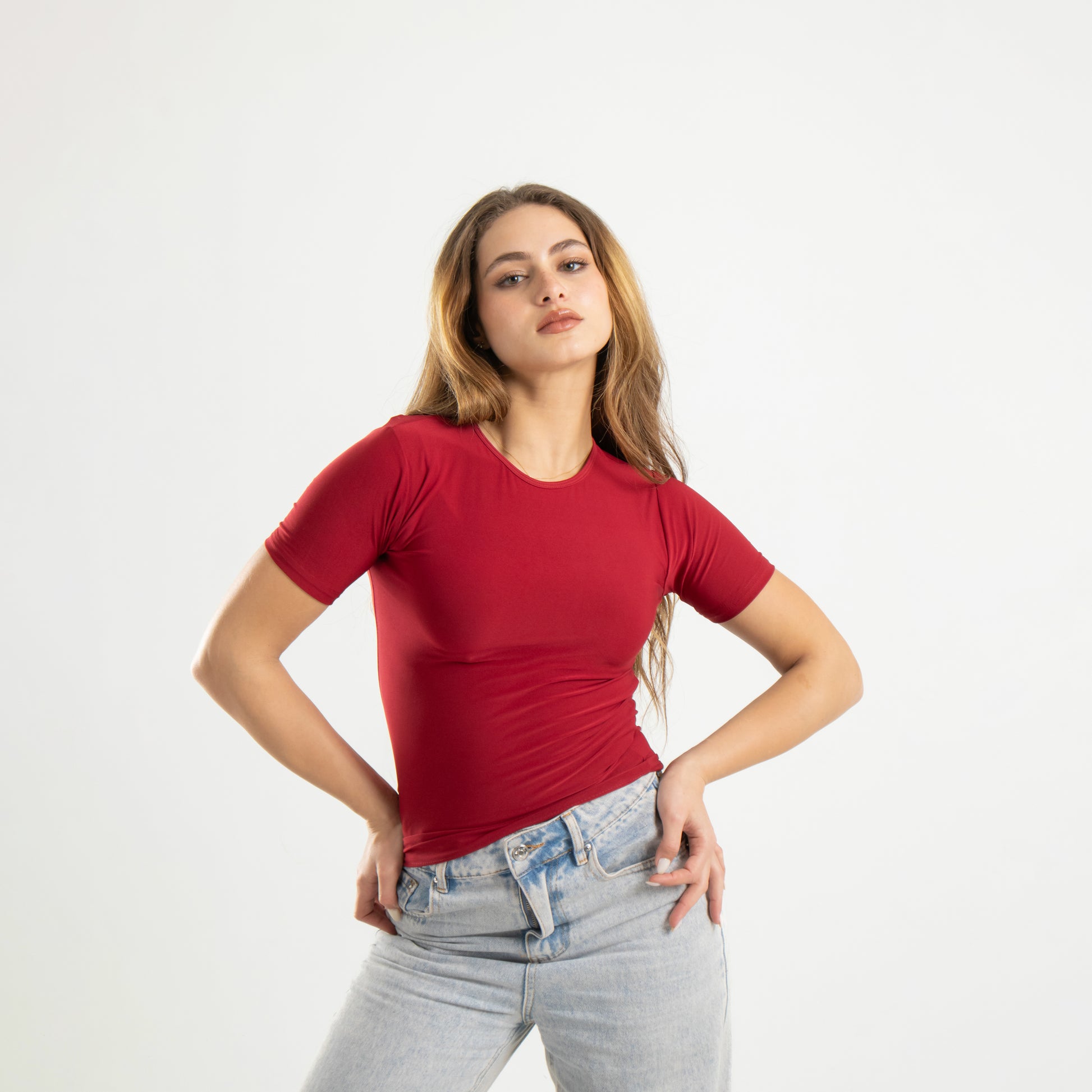 Burgundy Short Sleeve Top