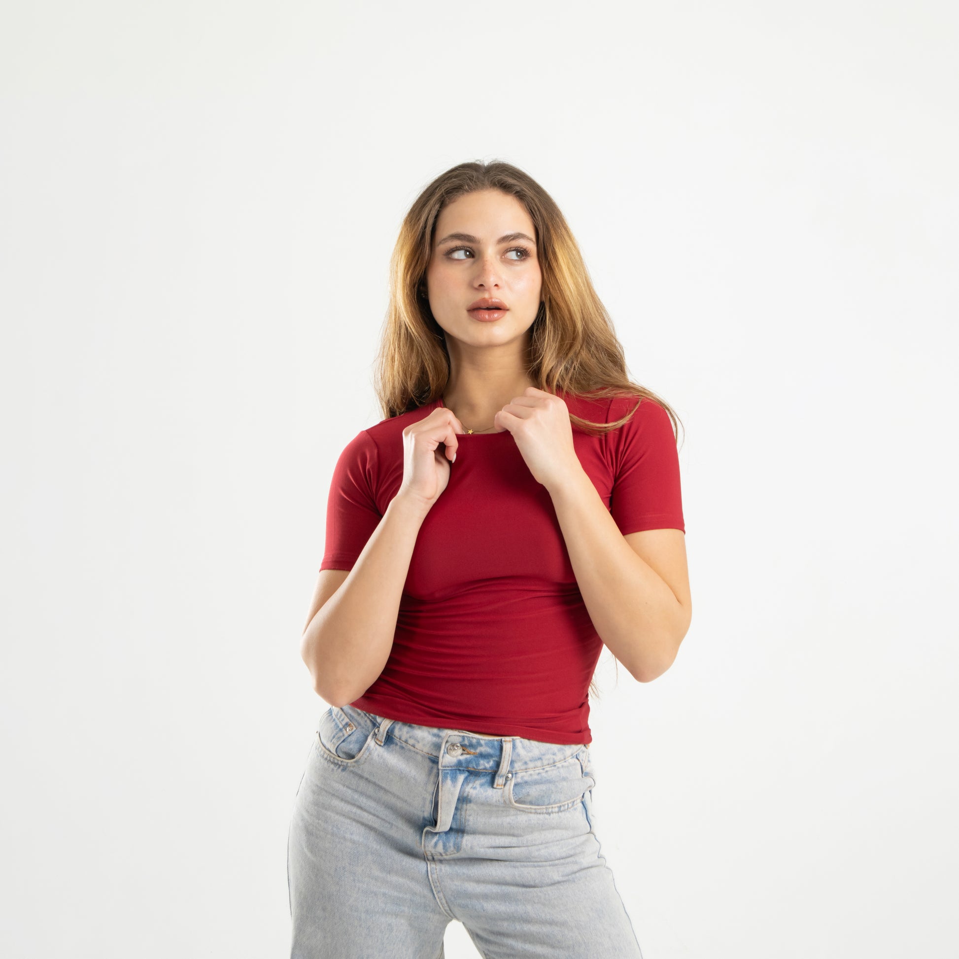 Burgundy Short Sleeve Top