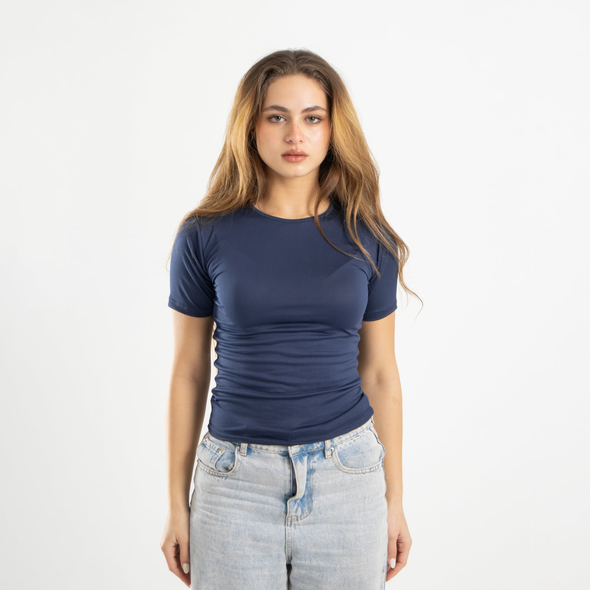 Navy Short Sleeve Top