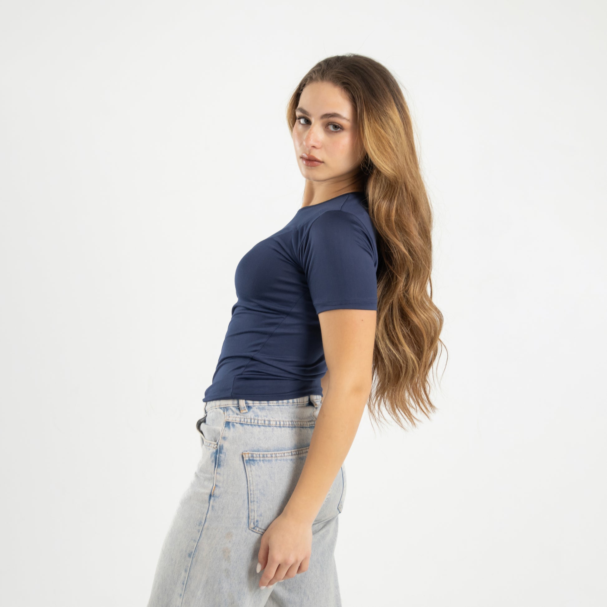 Navy Short Sleeve Top