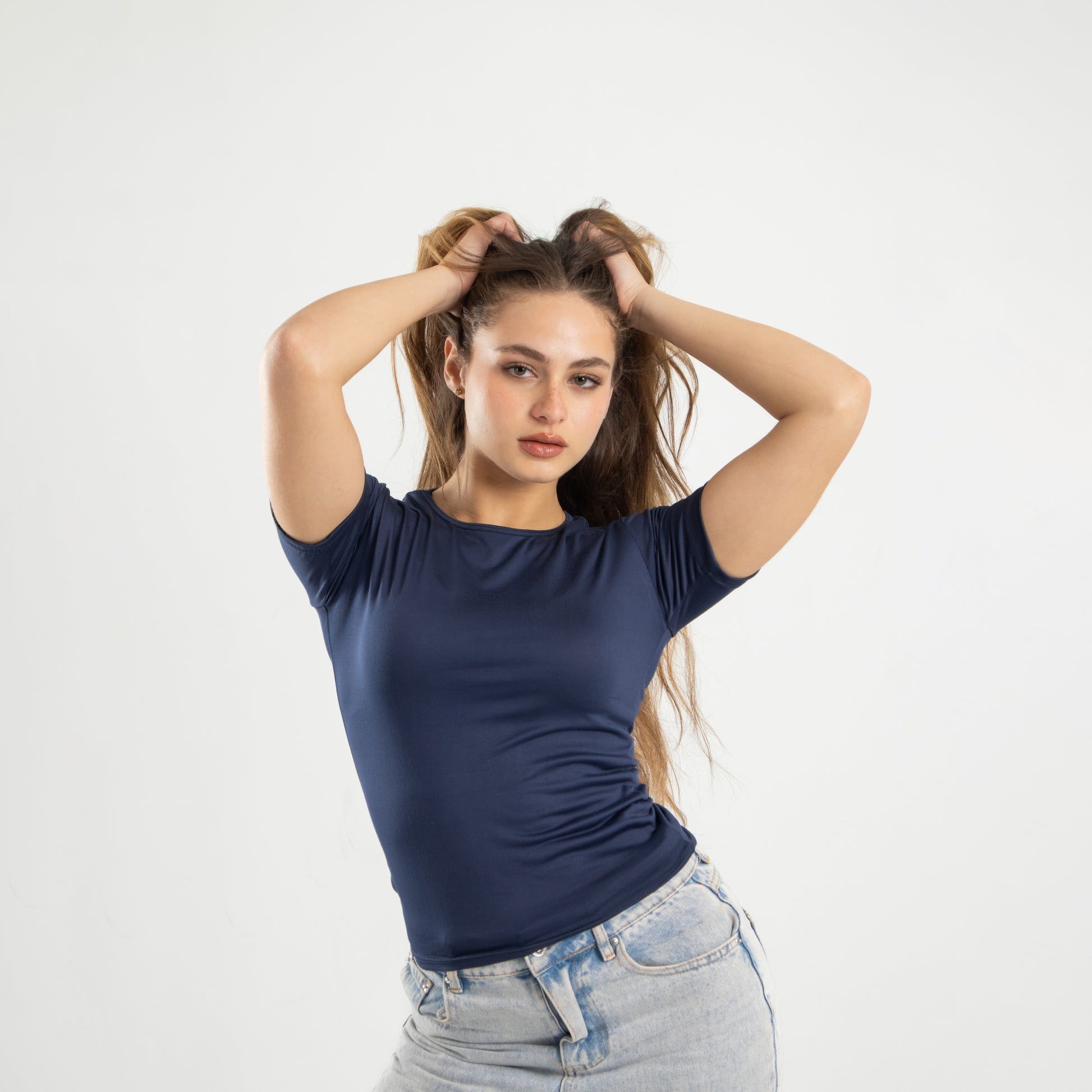 Navy Short Sleeve Top