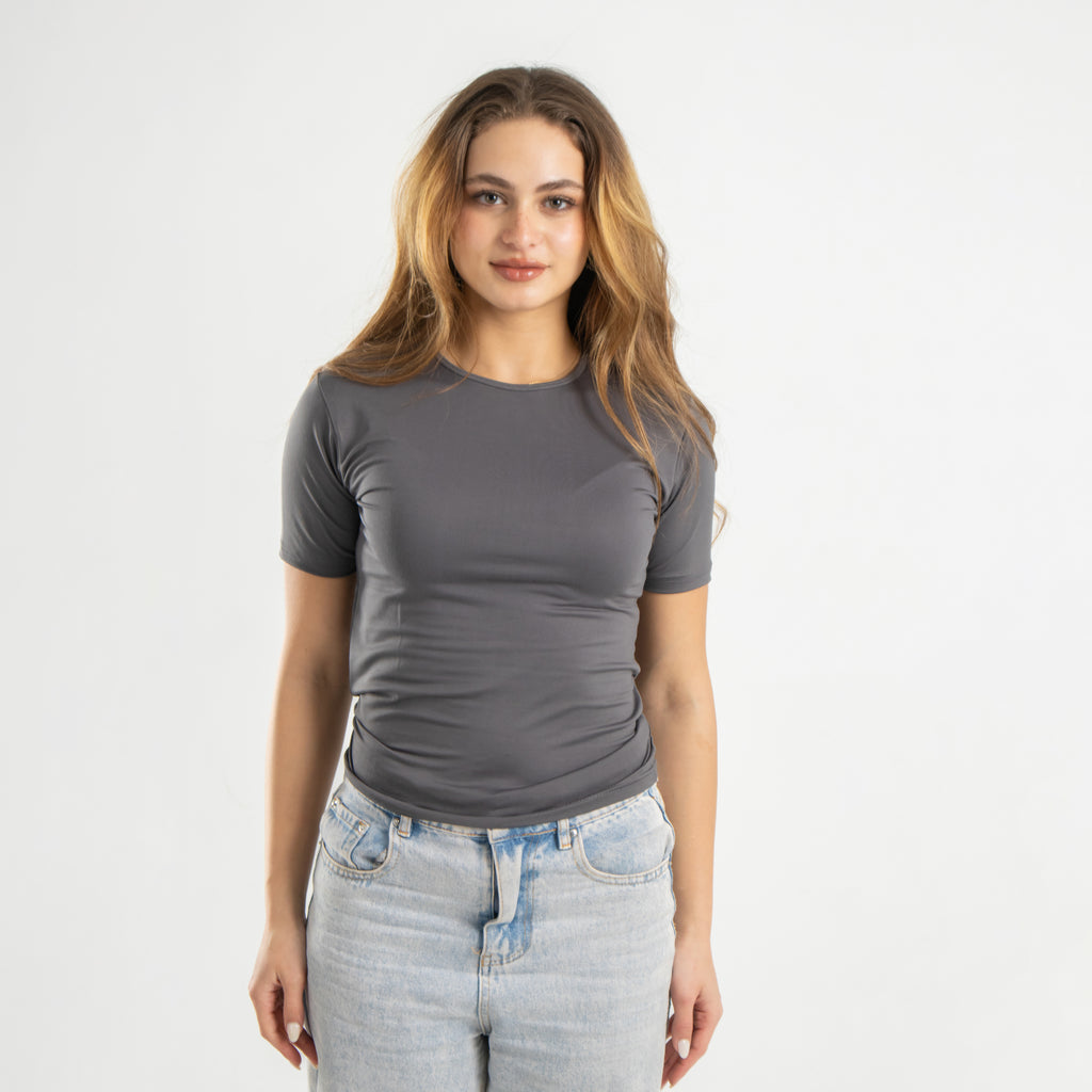 Grey Short Sleeve Top
