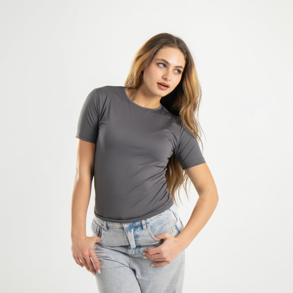 Grey Short Sleeve Top