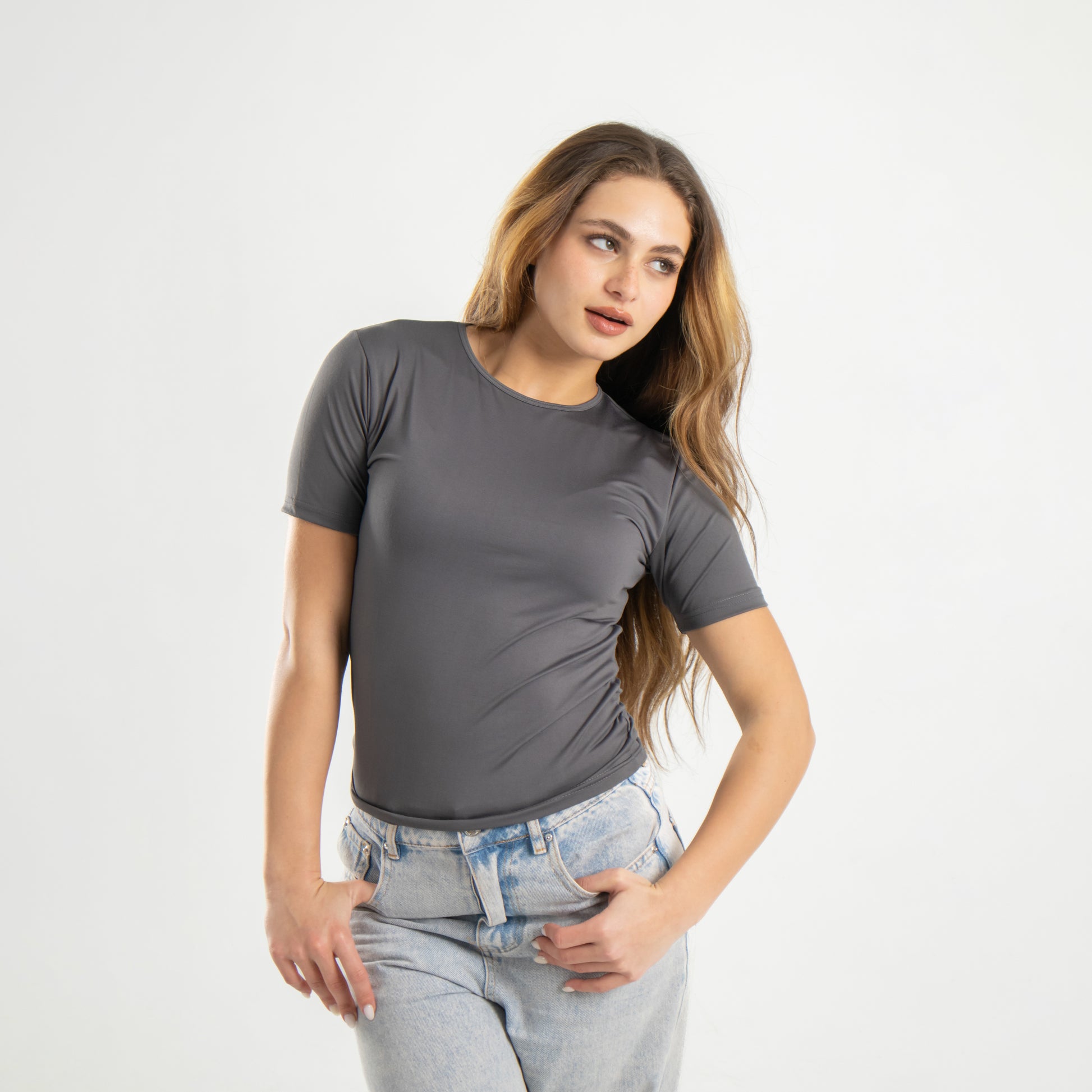 Grey Short Sleeve Top